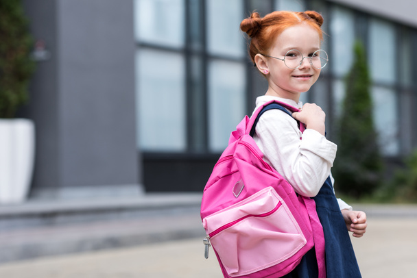 redhead schoolgirl with backpack - Photo, Image