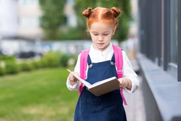 redhead schoolgirl holding book - Fotó, kép
