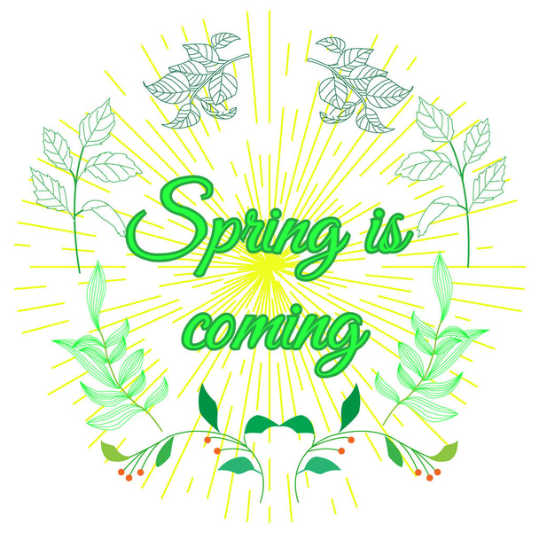 Spring is coming hand lettering. Colorful vector illustration. D - Vektor, obrázek