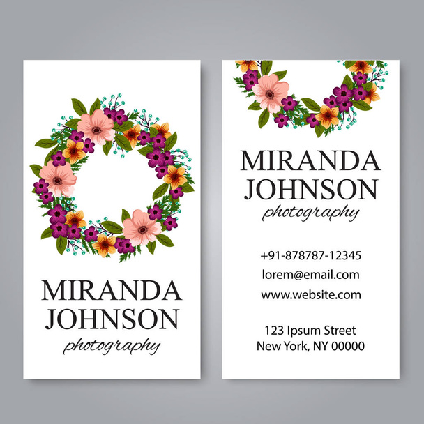 Floral business card template vector - Вектор, зображення