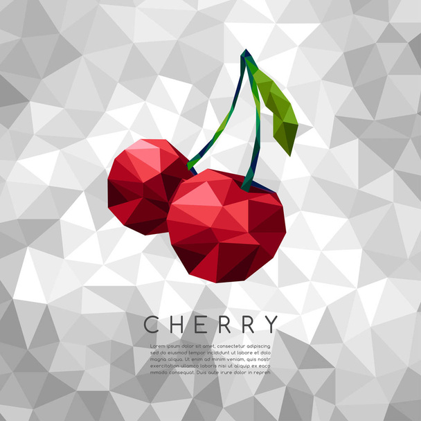 Polygonal Cherry : Vector Illustration - Vetor, Imagem
