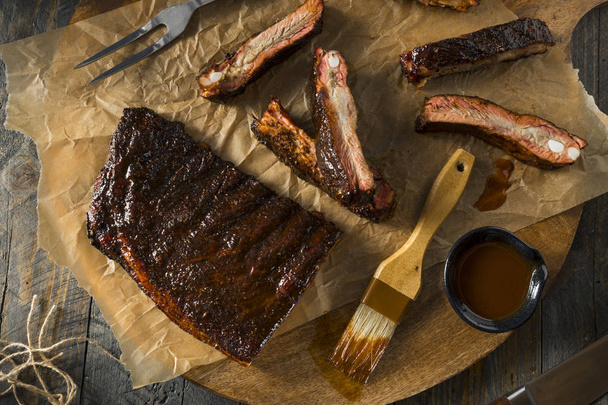 Homemade Smoked Barbecue St. Louis Style Pork Ribs - Photo, image