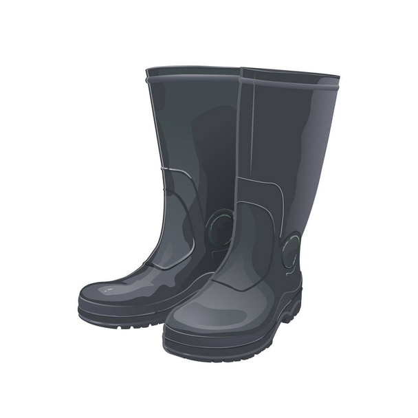 Rubber boots black - Vector, Image