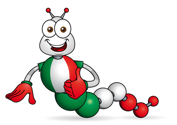 Un personnage de bande dessinée. Caricature de ver avec des mains formées de sphères aux couleurs du drapeau du Mexique. Image vectorielle
 - Vecteur, image