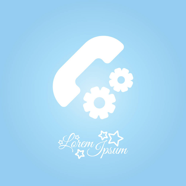 Phone and gears flat icon - Vector, Image