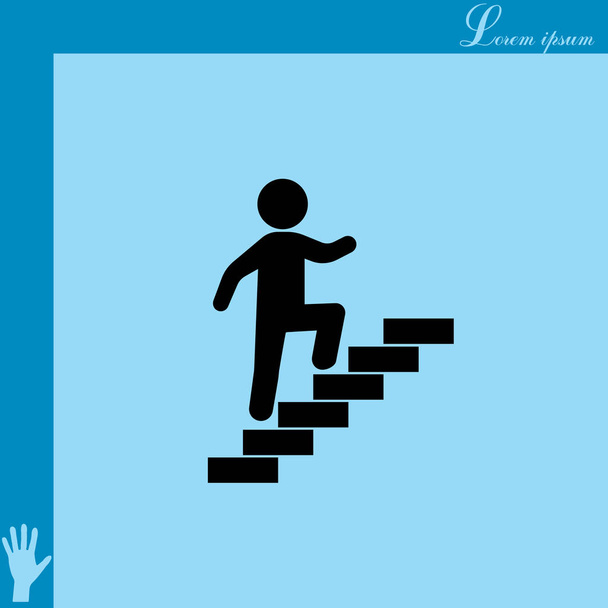 Man going upstairs flat icon - Vector, Image