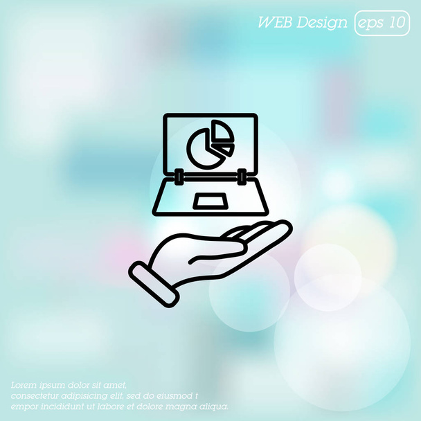 Přenosný počítač v ikona ruky - Vektor, obrázek