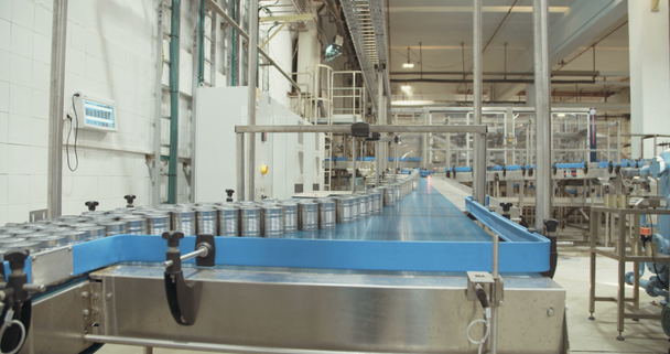 Canned food automated production line - Footage, Video