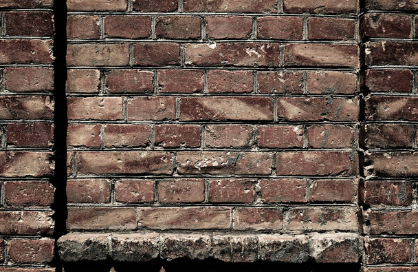 régi tégla fal textúra vagy a háttér, a sötét színű, építészeti elemek, mint egy tégla tele keret - Fotó, kép