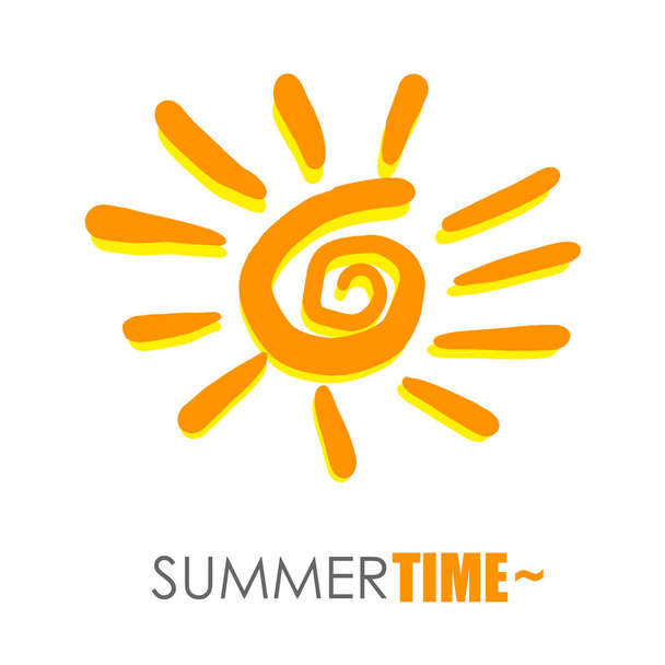 Słońce i tekst Summertime  - Wektor, obraz