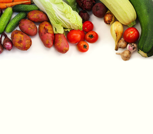 Fresh vegetables isolated on white background. Collage. - Fotografie, Obrázek