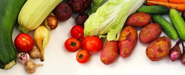 Fresh vegetables isolated on white background. Collage. - Photo, Image