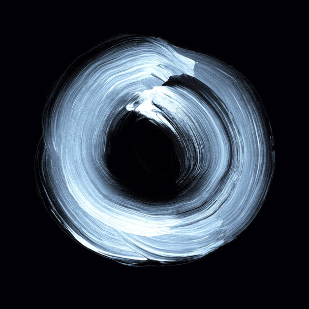 Abstract ring black and white background with painted acrylic swirling backdrop. - Photo, image