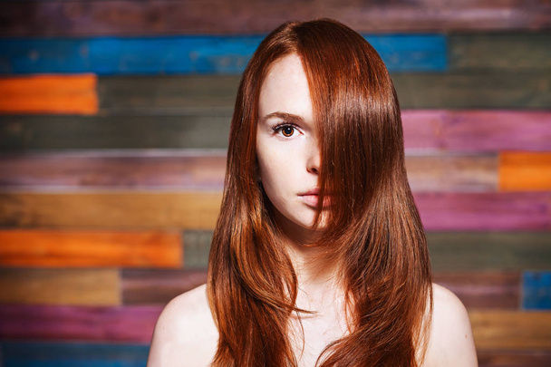 young beautiful teen with red hair - Photo, image