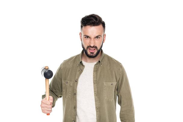 angry man with hammer - Φωτογραφία, εικόνα