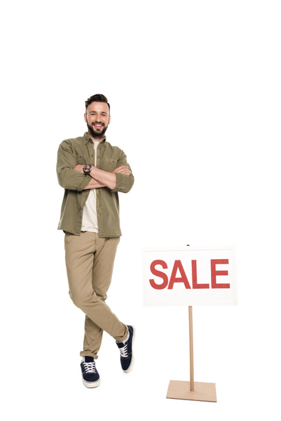 man with sale sign - Photo, Image