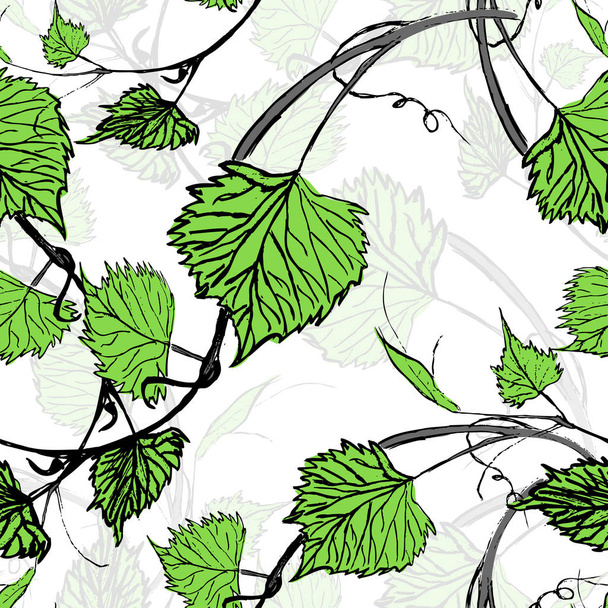 Seamless Wallpaper. Grapevine seamless pattern - Vector, imagen