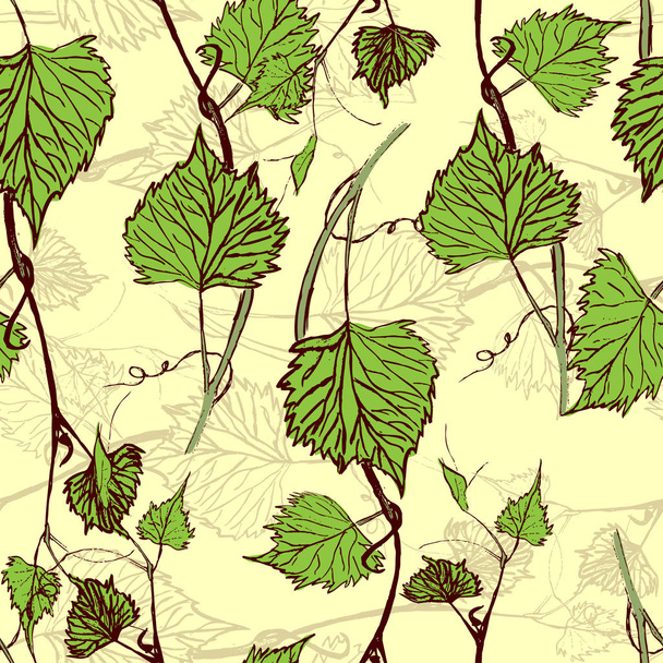 Seamless Wallpaper. Grapevine seamless pattern - Διάνυσμα, εικόνα