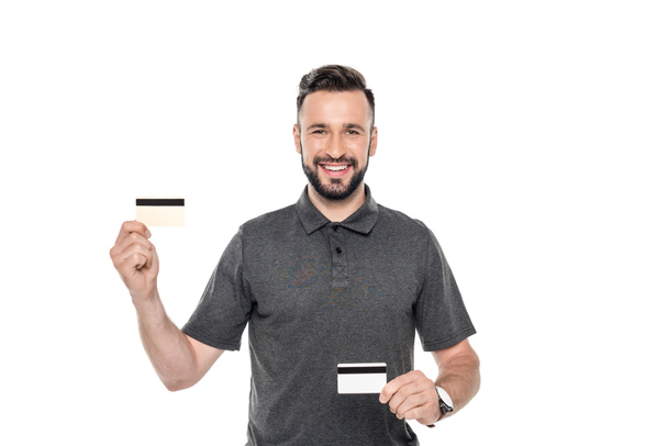man showing credit cards - Foto, immagini
