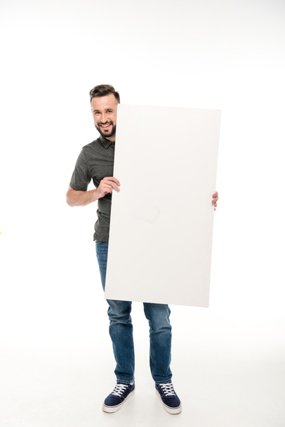 man with blank banner - Photo, Image