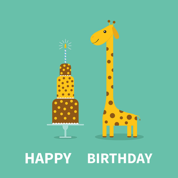 Happy Birthday greeting card with giraffe - Vector, Imagen
