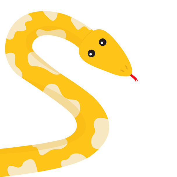 Yellow python snake with red tongue  - Vector, Imagen