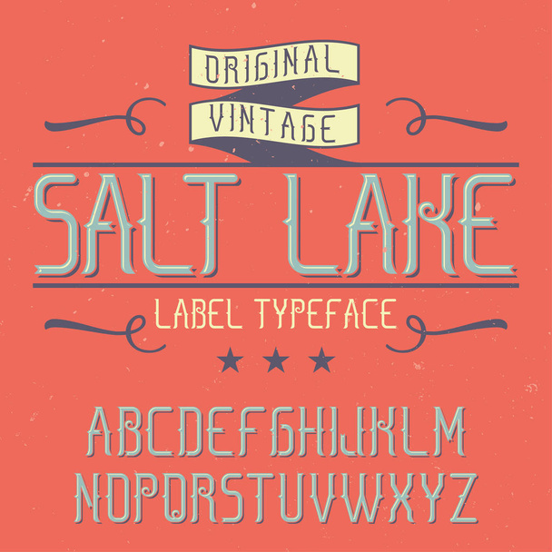 Vintage label font named Salt Lake. - Vector, Image