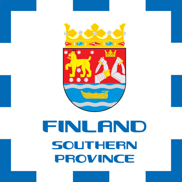 Krajowych dobiły, Flaga i godło Finlandia - południowej prowincji - Wektor, obraz