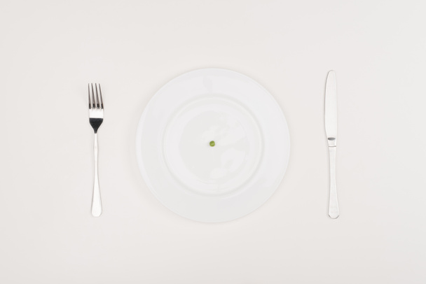 pea on plate, cutlery - Photo, Image