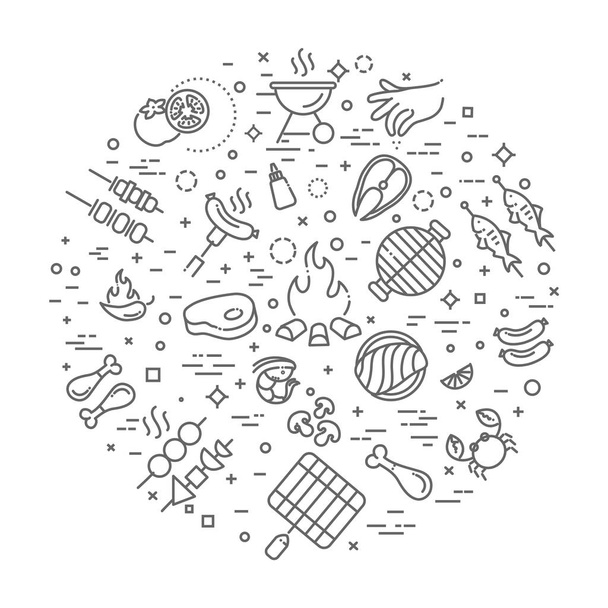 Simple Set of Barbecue Related Vector Line Icons. - Vektor, kép