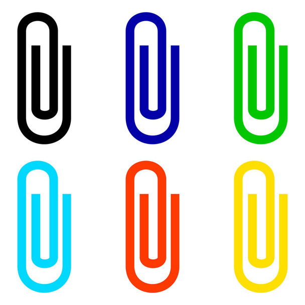 Színes gemkapocs ikon készlet elszigetelt - Vektor, kép