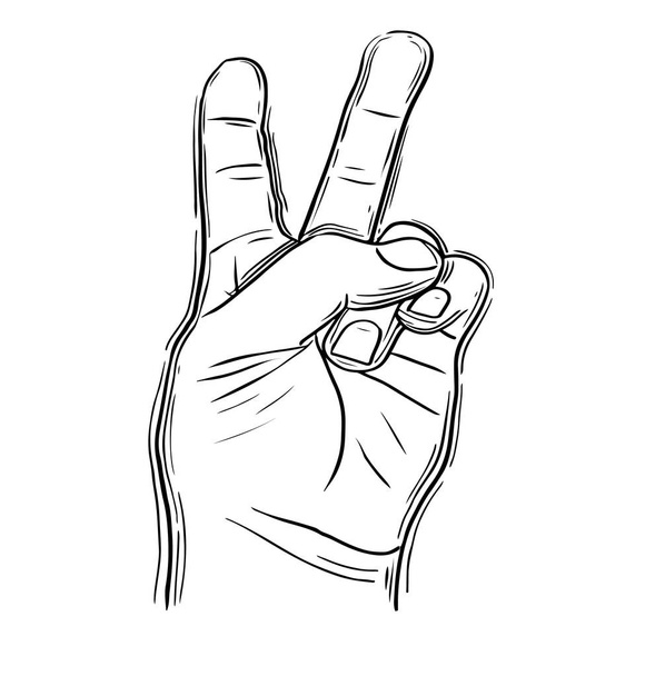 Hand with two dissolved fingers-gesture of a victory - Vector, Image