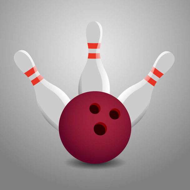 Bowling labdát ütő három csapok illusztráció - sztrájk! - Fotó, kép