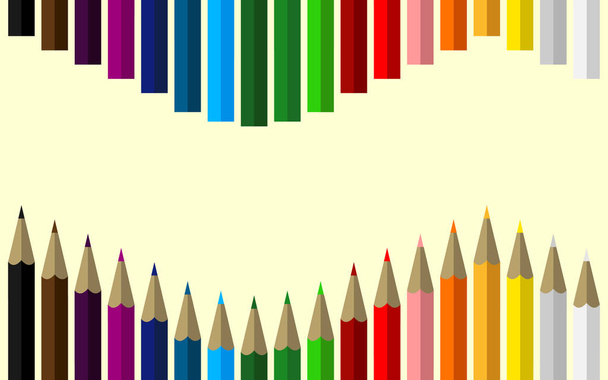 Zestaw kolorowych ołówków, tworząc falę z miejsca dla swojej zawartości wewnątrz - Zdjęcie, obraz