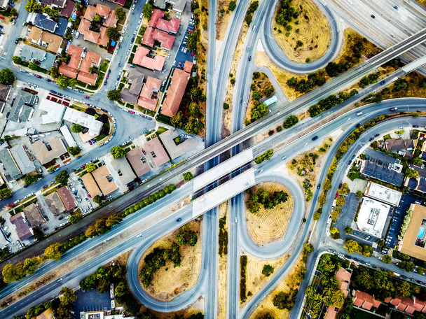 Abstract aerial photo of the highway intersection - Valokuva, kuva