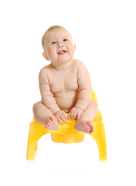 Small smiling baby and chamber-pot isola - Photo, Image
