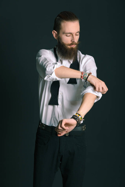 Hipster style bearded man - Fotoğraf, Görsel