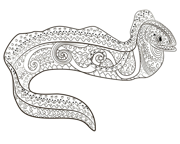 Illustration of a moray in tracery style. - Vector, Image