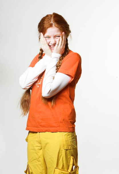 lovely redhead girl with long braids - Φωτογραφία, εικόνα