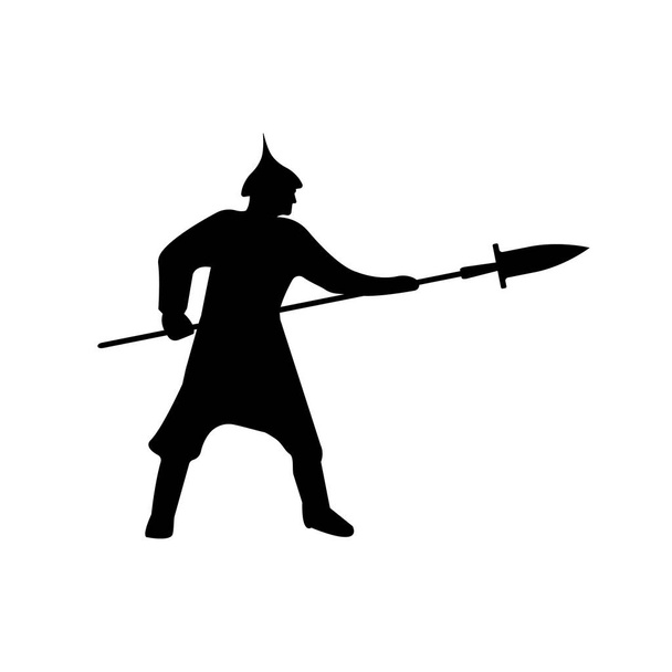 Warrior silhouet op witte achtergrond. - Vector, afbeelding