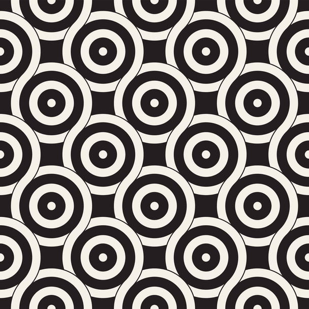 Vector seamless geometric pattern composed with circles and lines. Modern stylish rounded stripes texture. Repeating abstract background - Vector, Image
