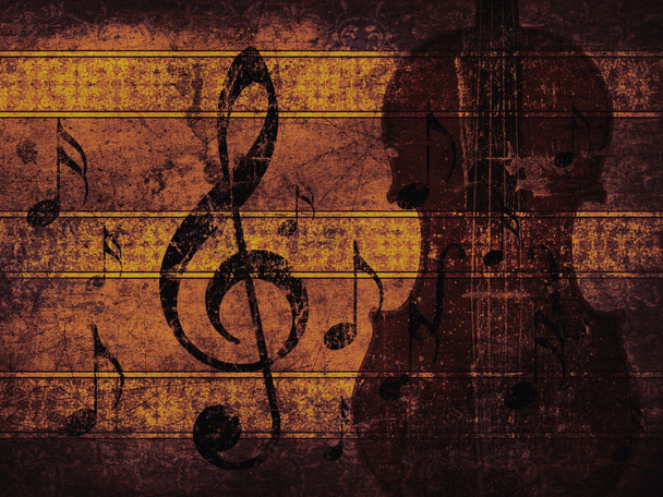 Vintage musical background with violin - Photo, Image