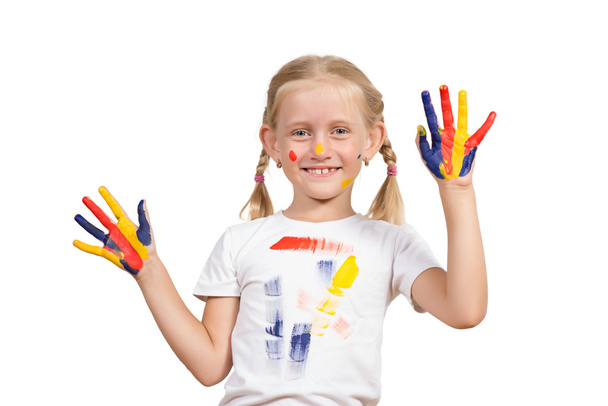 dívka s malovanýma rukama - Fotografie, Obrázek