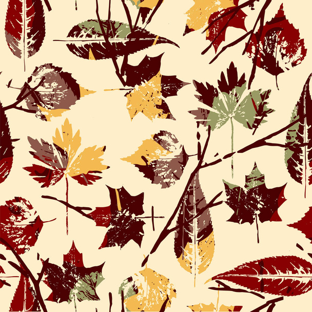 Abstract autumn seamless pattern with leaves. - Vektor, Bild