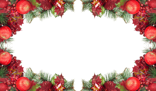 frame from red and green christmas decorations - Φωτογραφία, εικόνα