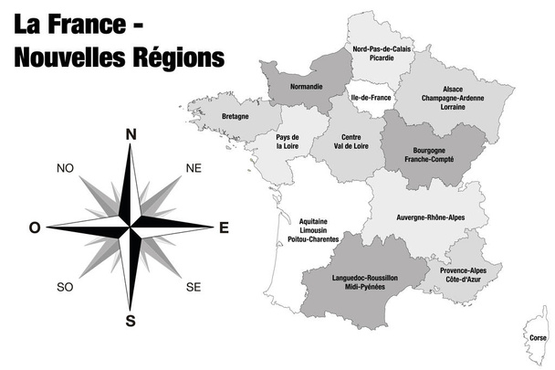 フランス - 最終版の新たな地域 - ベクター画像