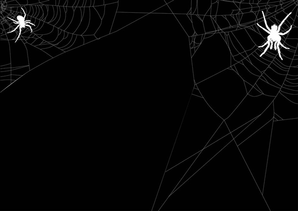 two spiders in white web corners - Vector, Image