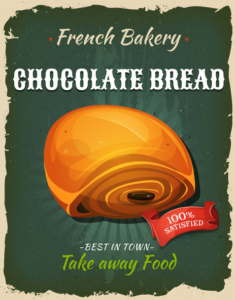 Francouzský čokoládový chléb pekárna oznámení - Vektor, obrázek