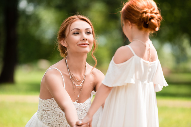 beautiful happy mother and daughter  - 写真・画像