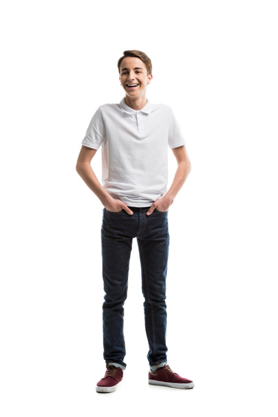 happy caucasian teenager in casual clothing - Zdjęcie, obraz